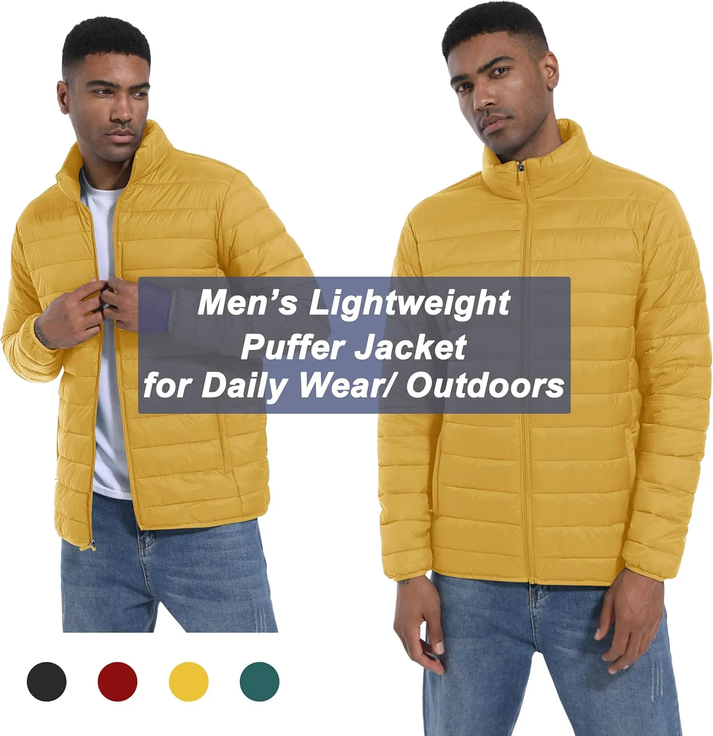 MAGCOMSEN Men's Puffer Jacket Lightweight Warm Winter Coats Water Repellent Windproof Insulated Jacket