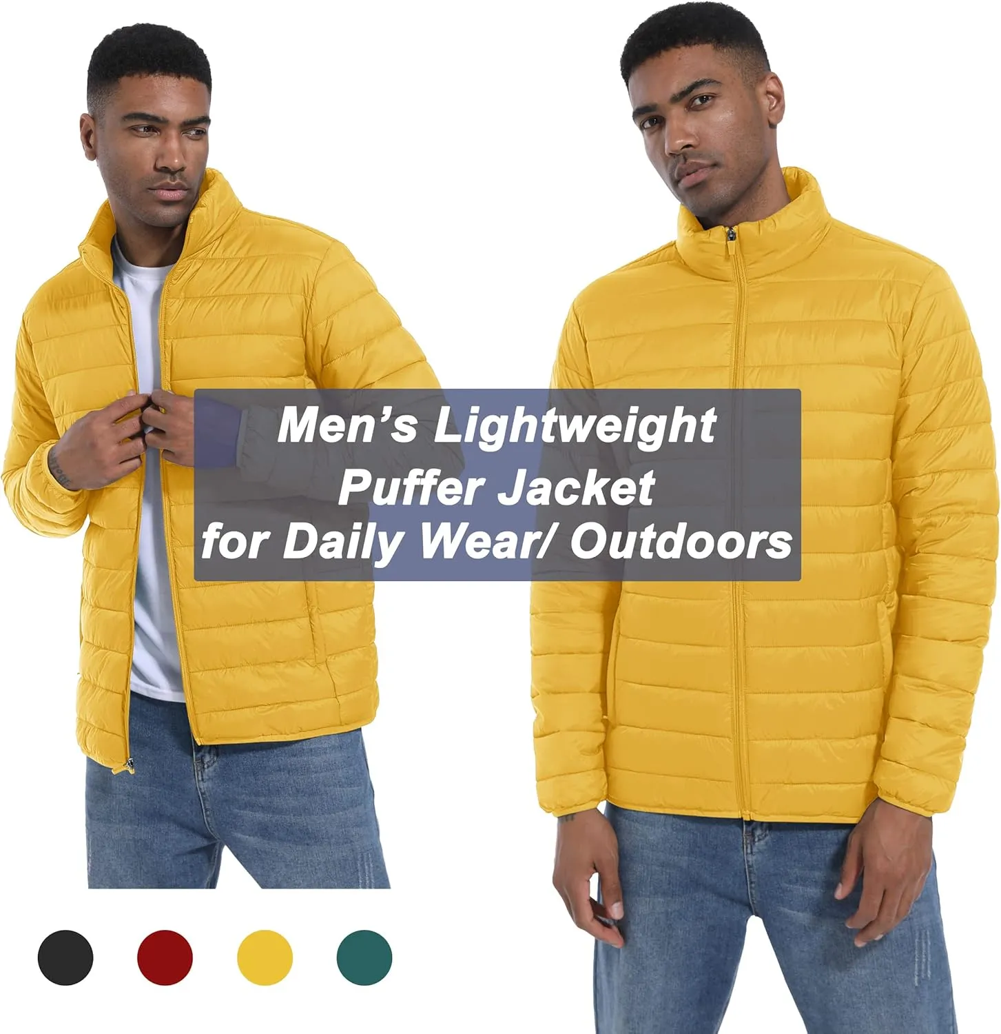 MAGCOMSEN Men's Puffer Jacket Lightweight Warm Winter Coats Water Repellent Windproof Insulated Jacket