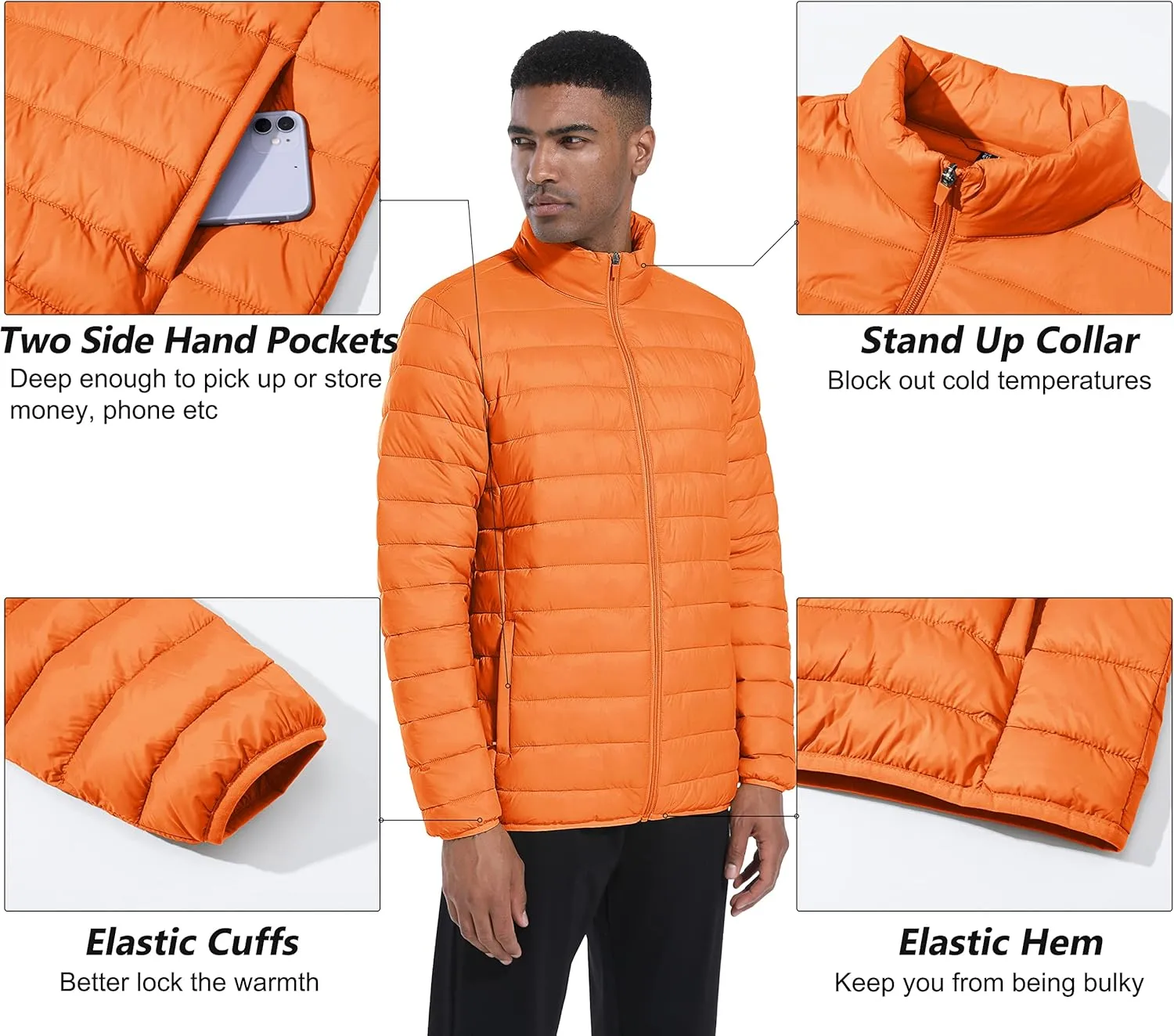 MAGCOMSEN Men's Puffer Jacket Lightweight Warm Winter Coats Water Repellent Windproof Insulated Jacket