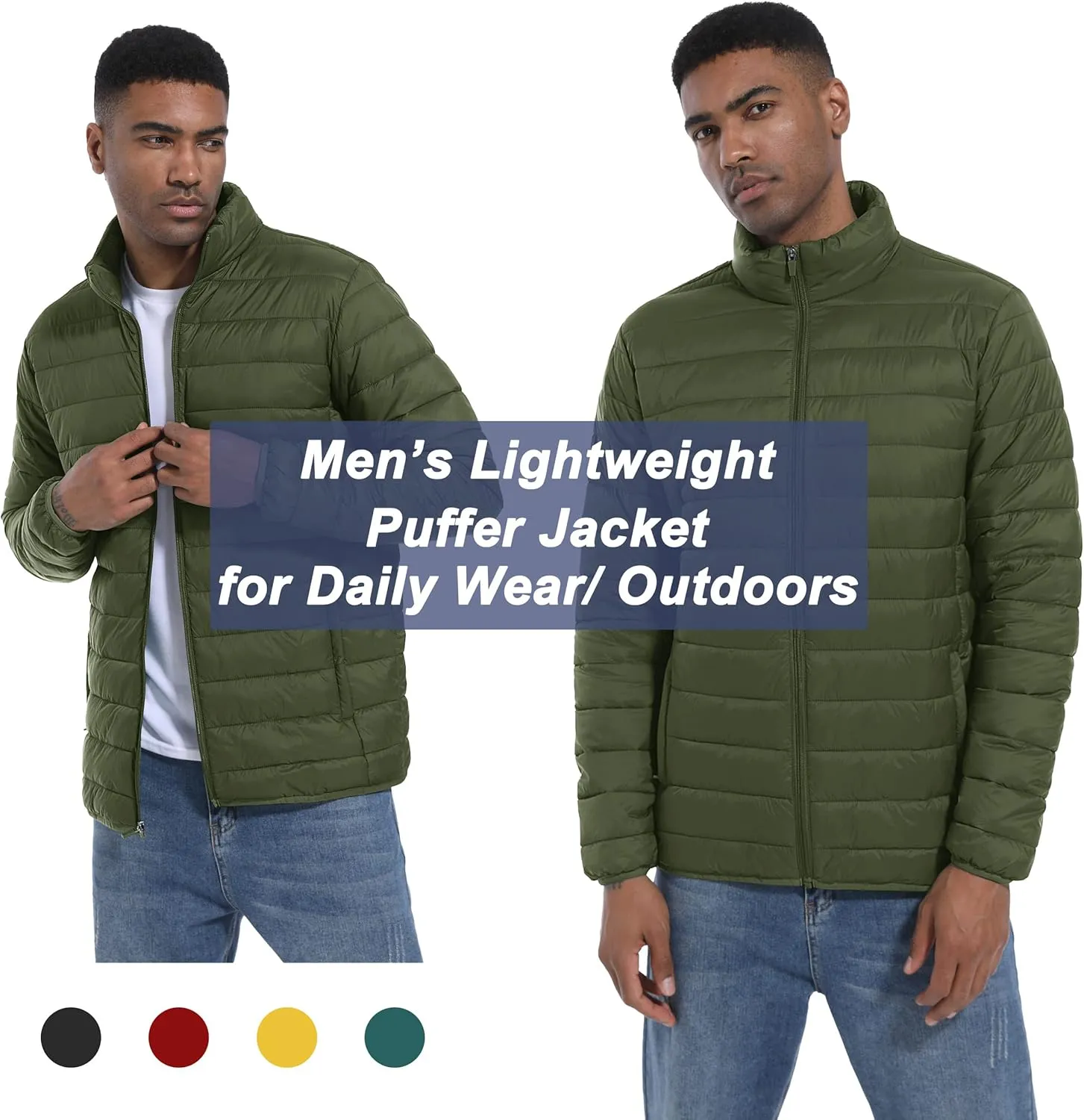 MAGCOMSEN Men's Puffer Jacket Lightweight Warm Winter Coats Water Repellent Windproof Insulated Jacket