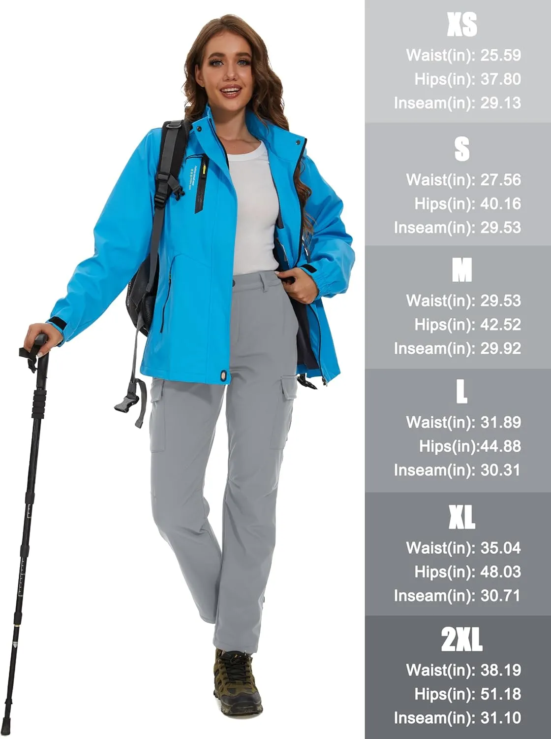 MAGCOMSEN Women's Fleece Lined Winter Hiking Waterproof Insulated Outdoor Snow Ski Softshell Pants for Cold Weather