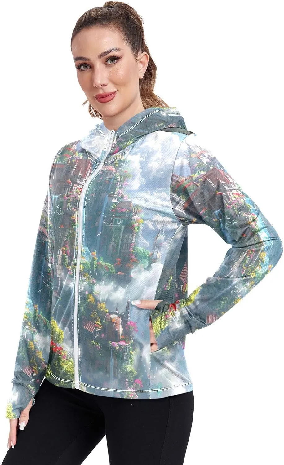 Magical Garden Clouds Uv Jacket Women, Upf 50  Cooling Long Sleeve Shirt Women, S-XXL