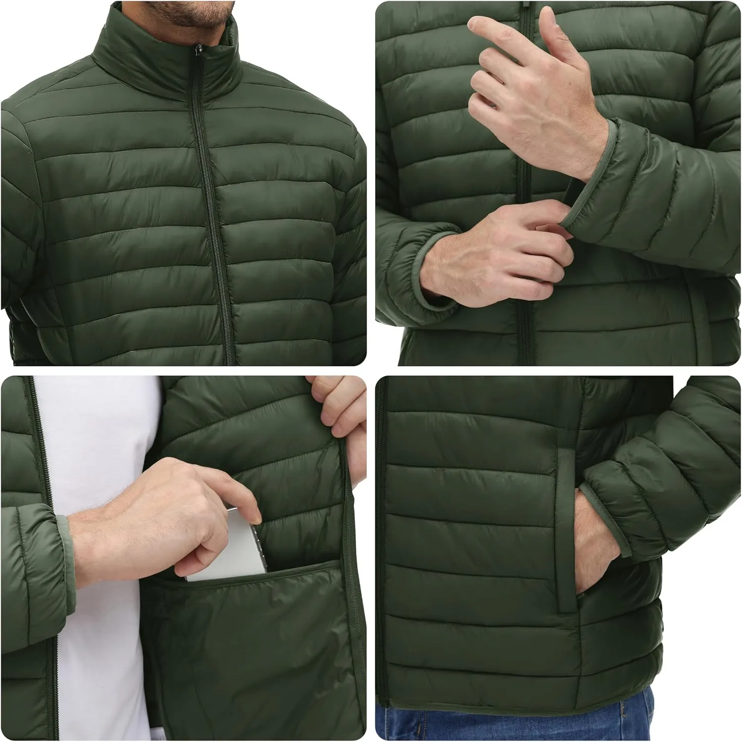 MAGINVIT Men's Puffer Jackets Lightweight Warm Winter Coat Water-Repellent Windbreaker Insulated Quilted Packable Jacket