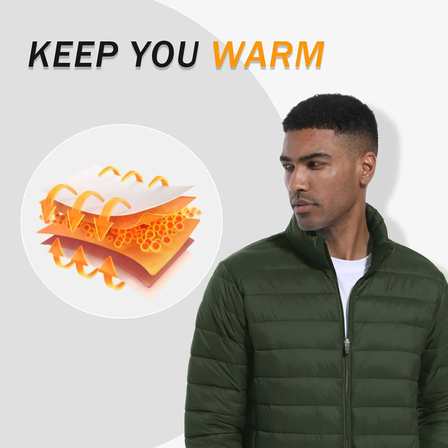 MAGINVIT Men's Puffer Jackets Lightweight Warm Winter Coat Water-Repellent Windbreaker Insulated Quilted Packable Jacket