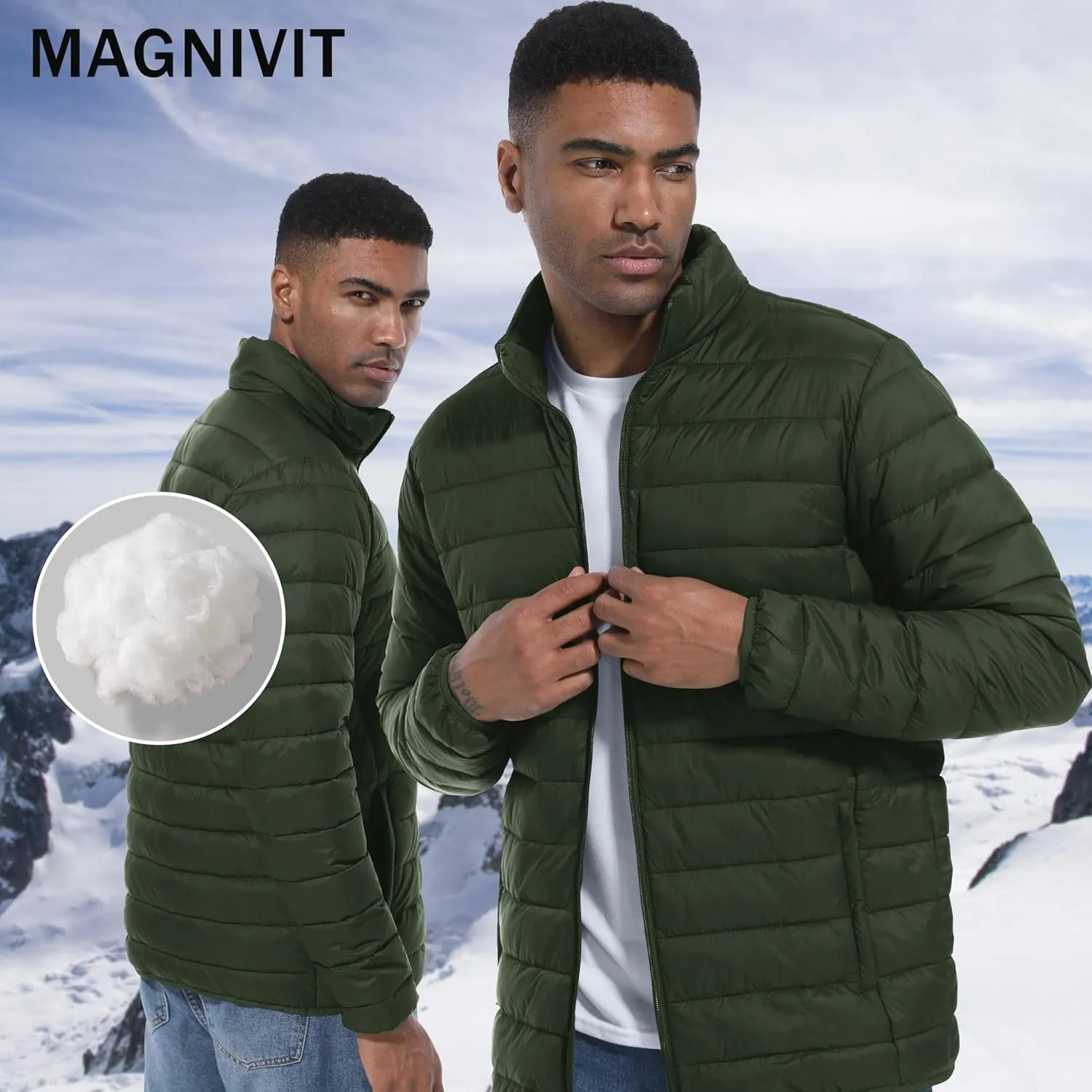 MAGINVIT Men's Puffer Jackets Lightweight Warm Winter Coat Water-Repellent Windbreaker Insulated Quilted Packable Jacket