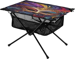 Mardi Gras Mask Portable Folding Camping Table, Compact Lightweight Beach Table with Carrying Bag for Outdoor Picnics, BBQs, Camp