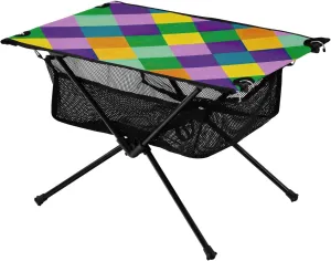 Mardi Gras Texture Portable Folding Camping Table, Compact Lightweight Beach Table with Carrying Bag for Outdoor Picnics, BBQs, Camp