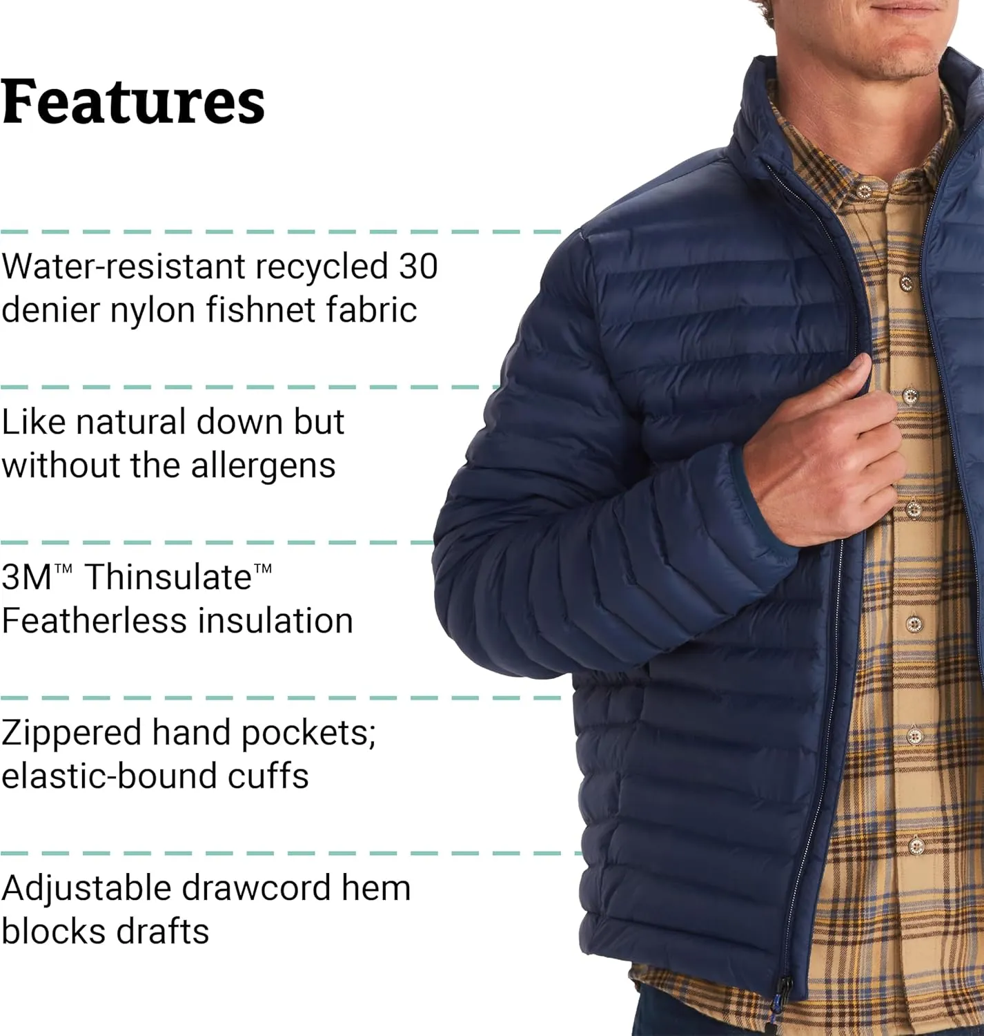MARMOT Men's Echo Featherless Jacket- Lightweight Down Alternative Puffer Coat