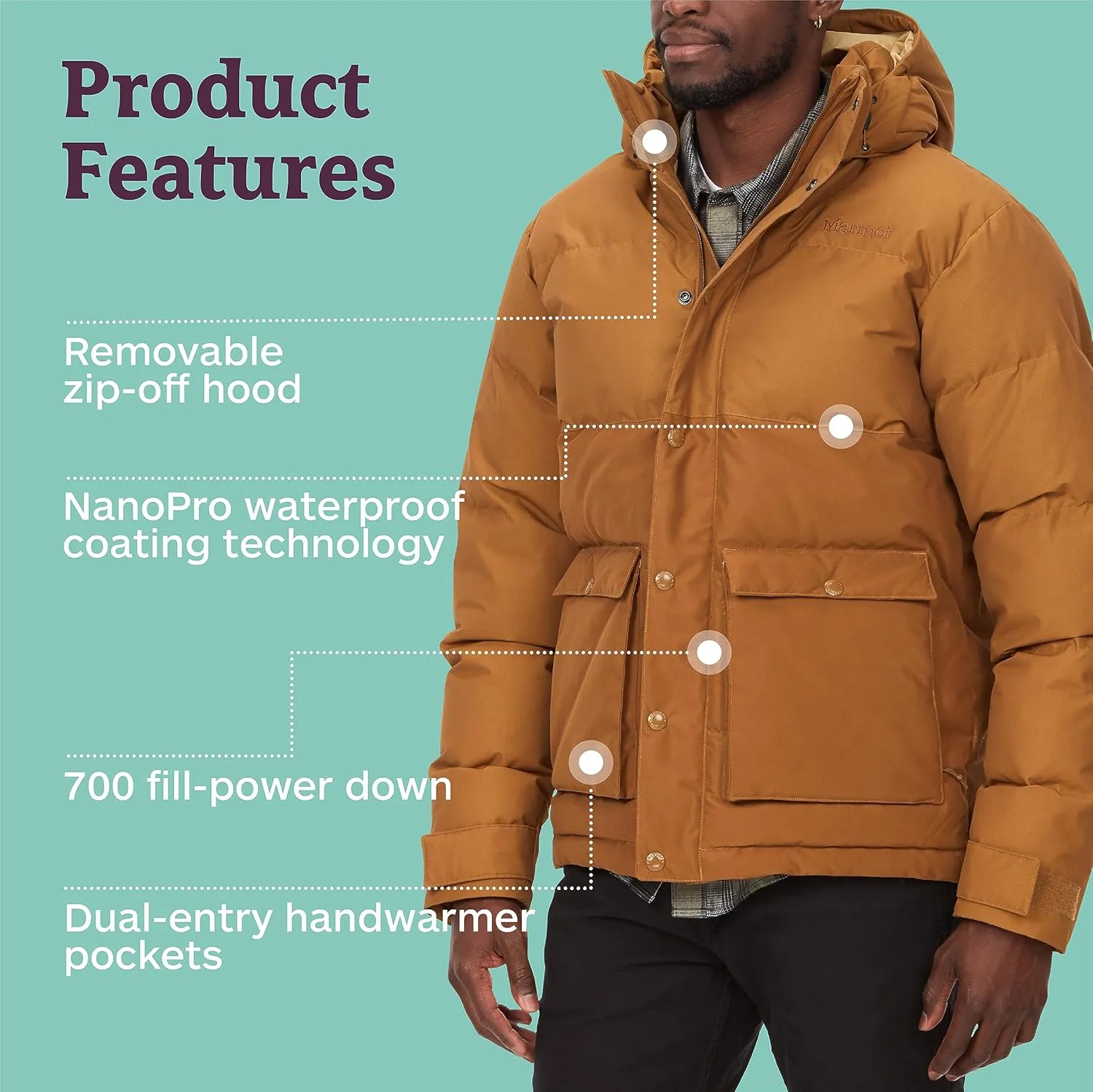 MARMOT Men's Fordham Down Jacket - Waterproof, Breathable 700-Fill Insulated Puffer Coat
