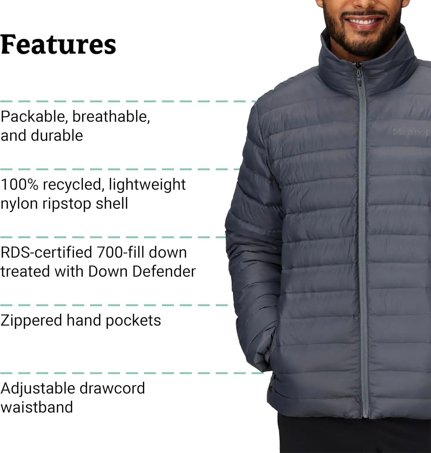 MARMOT Men's Lightweight, Water-Resistent Zeus Jacket, 700 Fill Power Down