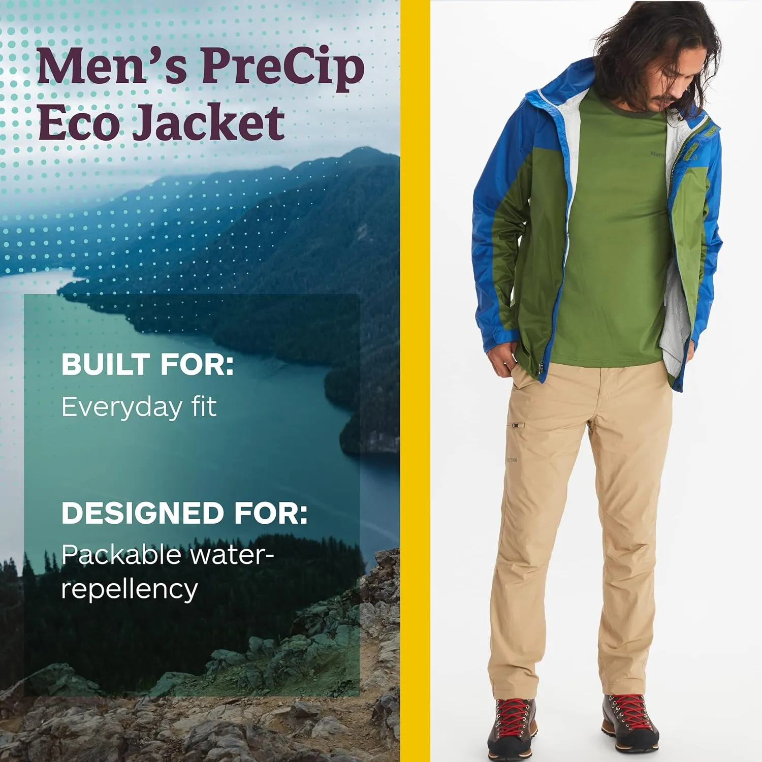 MARMOT Men's Precip Eco Waterproof Rain Jacket - 100% Recycled, Breathable, Lightweight, Packable Raincoat