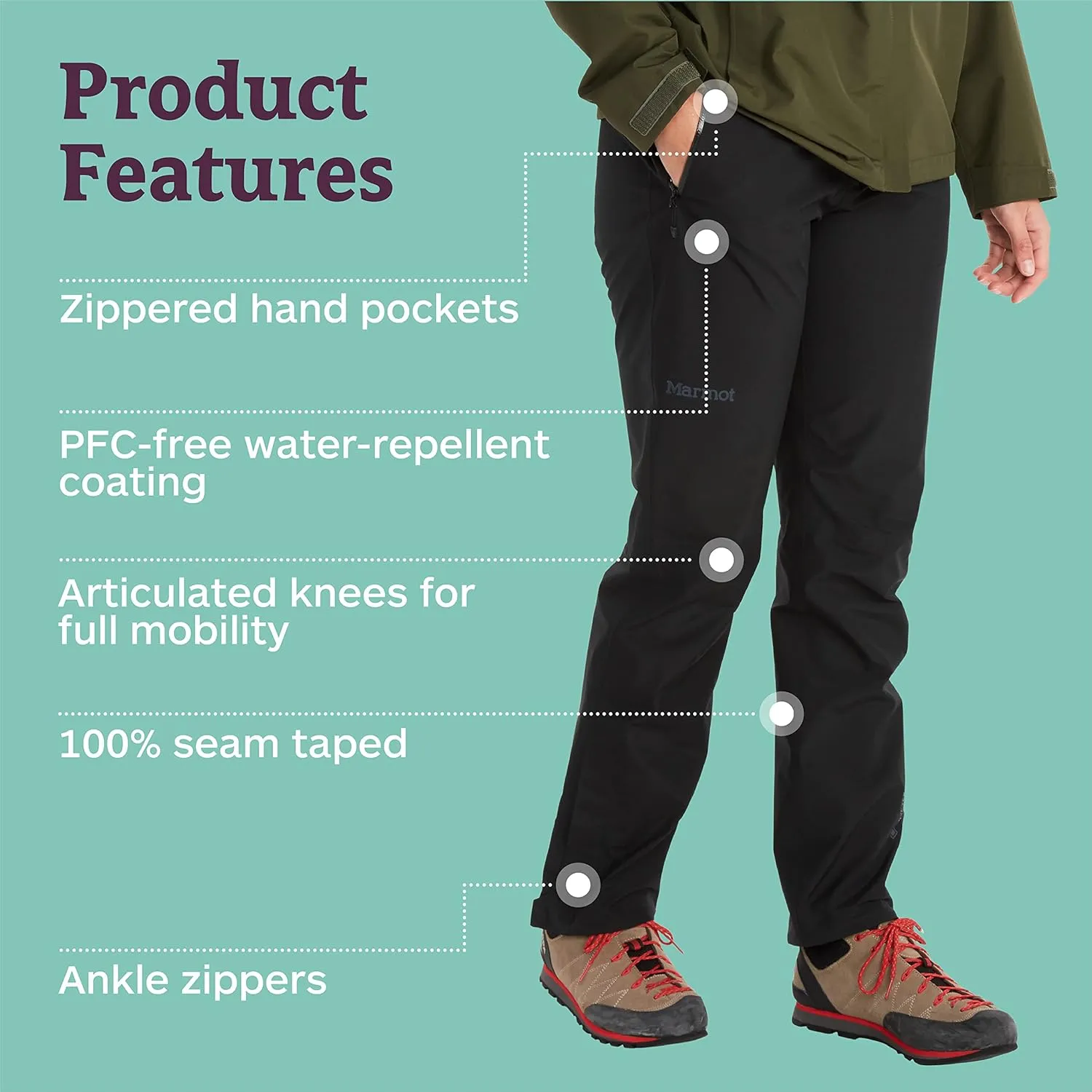 MARMOT Women's Gore-TEX Minimalist Rain Pant - Packable, Breathable, Durable Wind & Water Protection