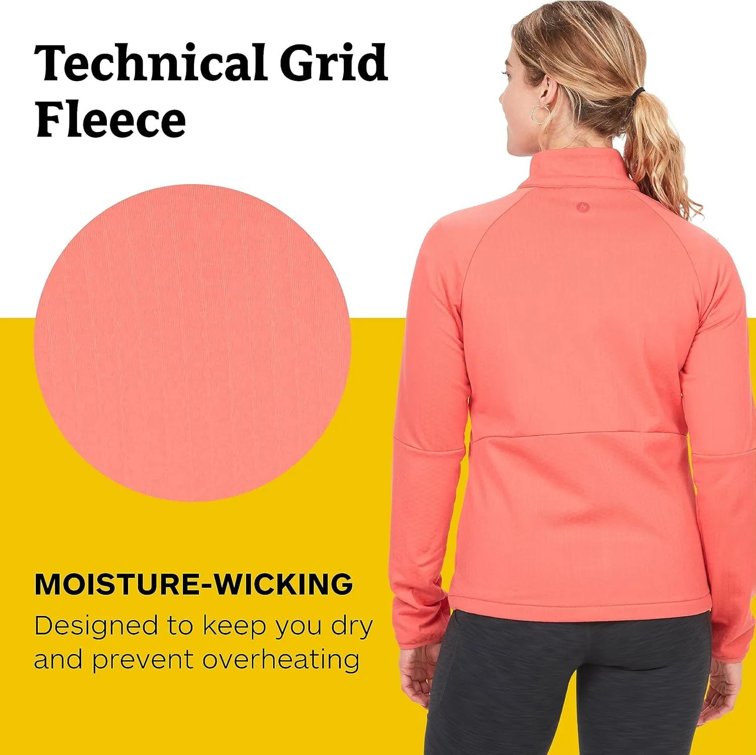MARMOT Women's Leconte Fleece Jacket - Lightweight, Breathable, Technical Grid Fleeced Layer