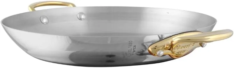Mauviel M'Cook B Stainless Steel Round Pan With Brass Handles, 4.7-in, Made In France