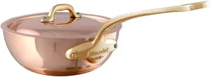 Mauviel M'Heritage 150 B Copper Chef Pan With Lid and Brass Handle, 2.1-Qt