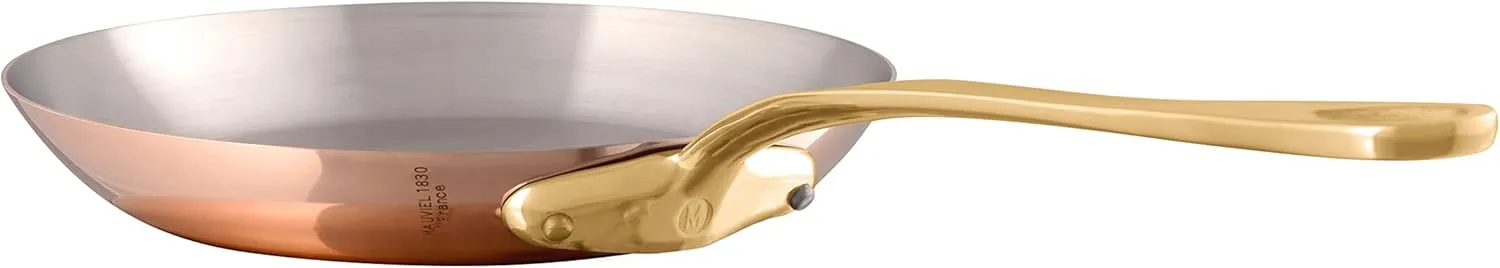 Mauviel M'Heritage 200 B 2mm Polished Copper & Stainless Steel Frying Pan With Brass Handles, 7.9-in, Made In France