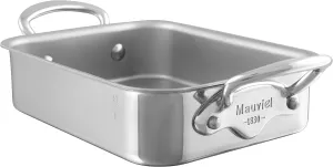 Mauviel M'Minis Stainless Steel Rectangular Roasting Pan With Stainless Steel Handles, 7 x 5-in, Made in France