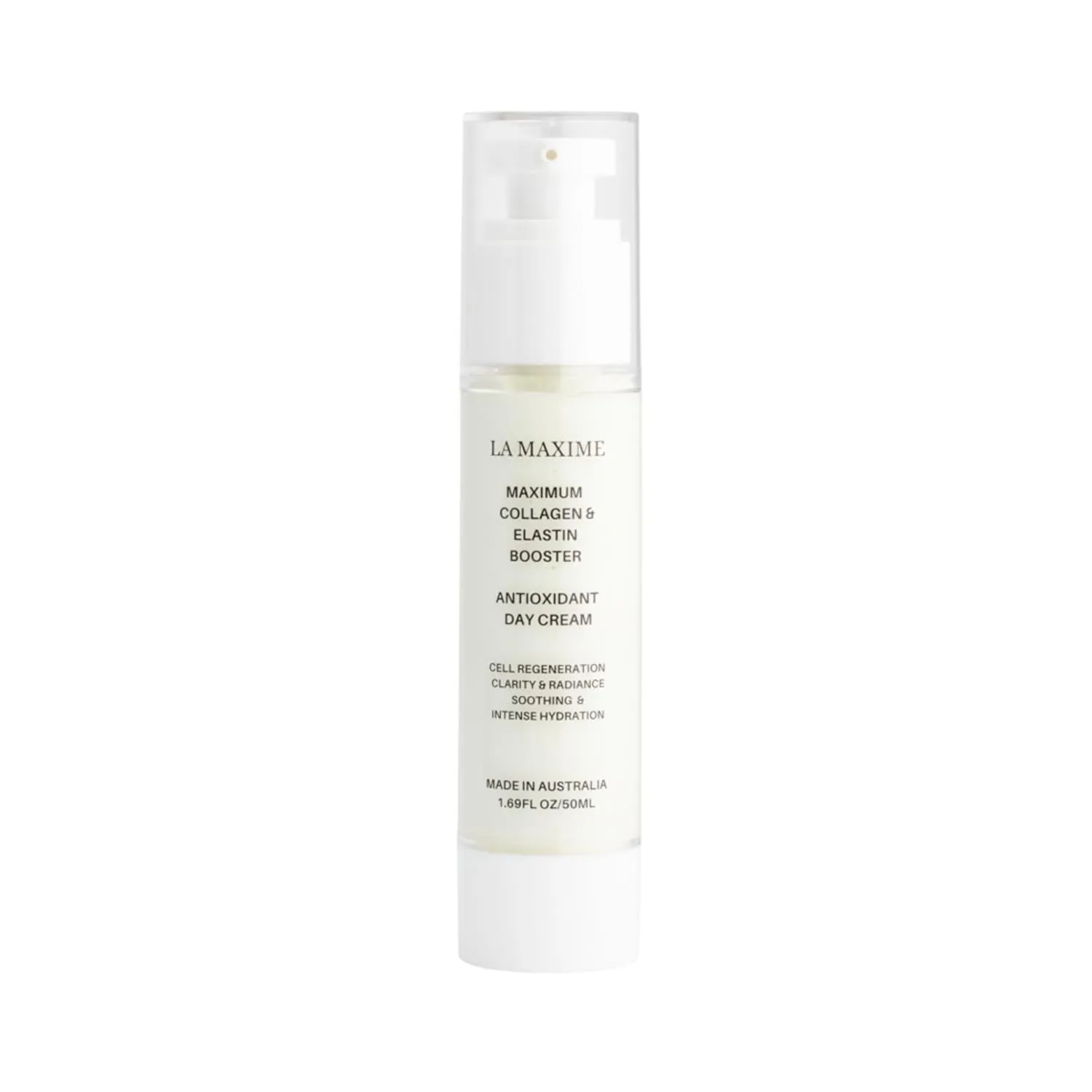 Maximum Collagen & Elastin Booster Antioxidant Day Cream, Cell regeneration, clarity, radiance Soothing & Intense Hydration (1.69 Fl Oz)
