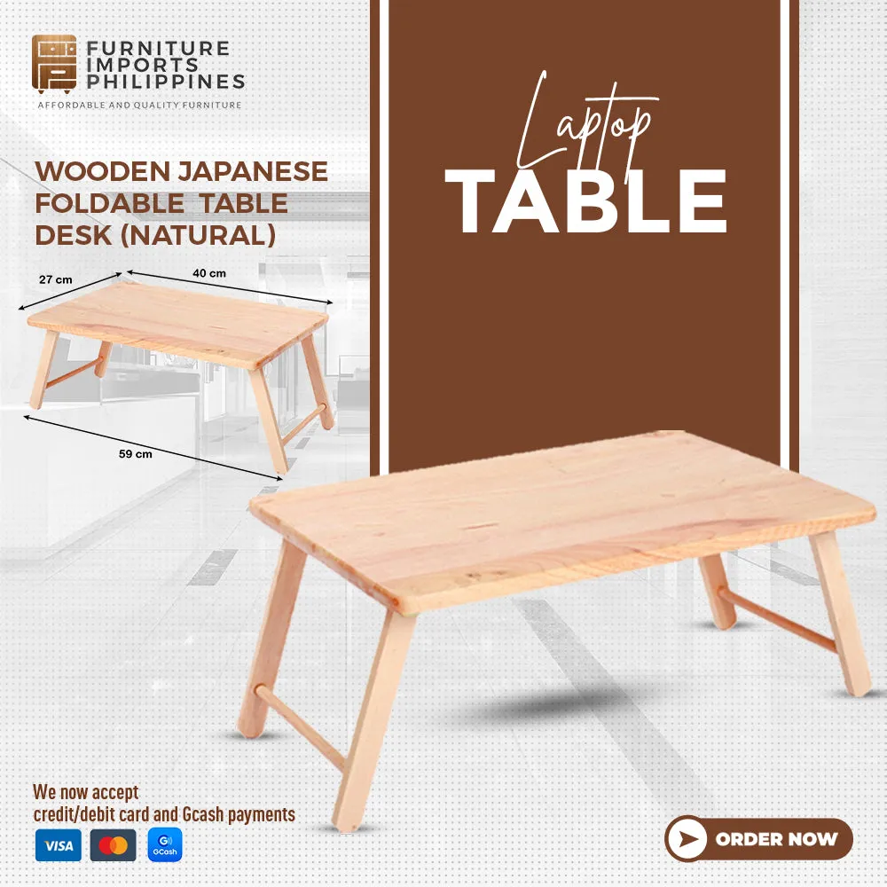 Maya Foldable Wooden Laptop Table – Rubber Wood, Adjustable Bed Table for Work & Breakfast, Durable & Compact
