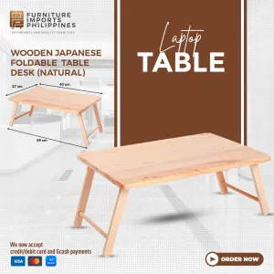Maya Foldable Wooden Laptop Table – Rubber Wood, Adjustable Bed Table for Work & Breakfast, Durable & Compact