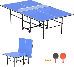 MDF Professional 9ft Table Tennis Table, Foldable Ping Pong Table for Indoor with Net, 2 Table Tennis Paddles and 3 Balls Easy Assembly - Tournament Quality - Recreational to Tournament Level
