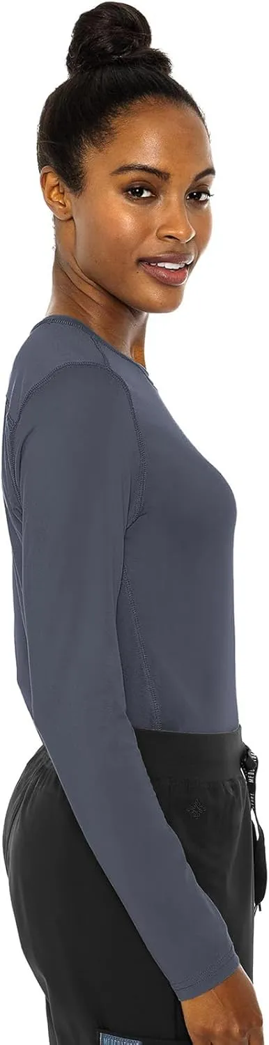 Med Couture Women's Underscrub Top Long Sleeve Performance Knit Tee, 360° Stretch, Lightweight & Ultra Soft Fabric - MC8499
