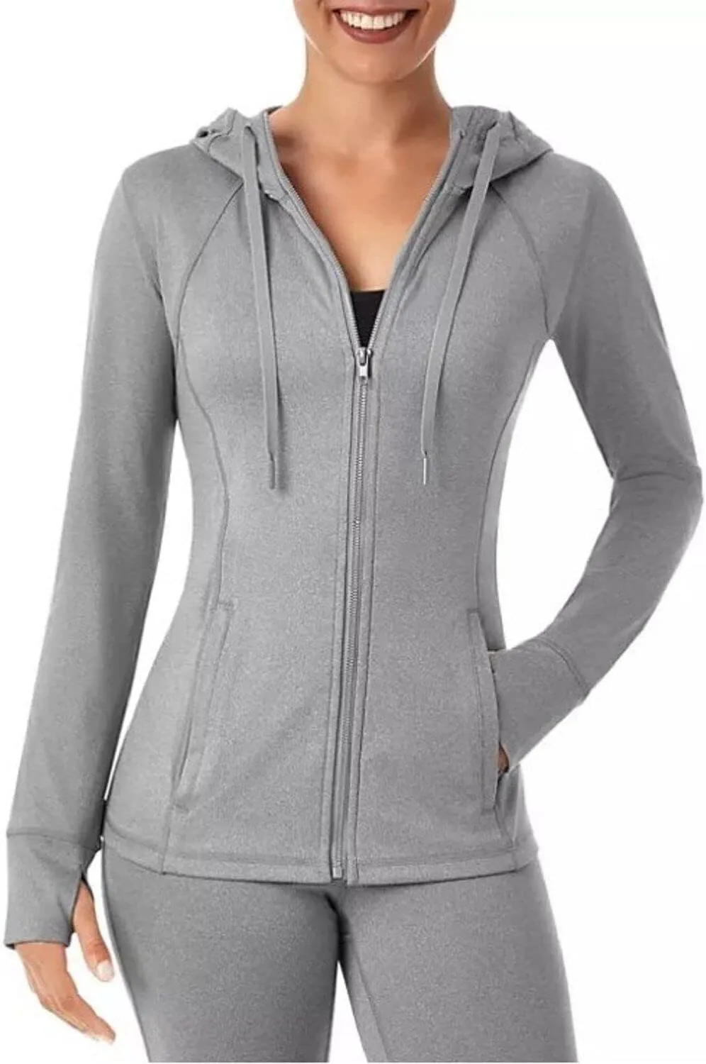 Member's Mark Women's Everyday Hooded Active Coat, Heather Grey Charcoal, XX-Large