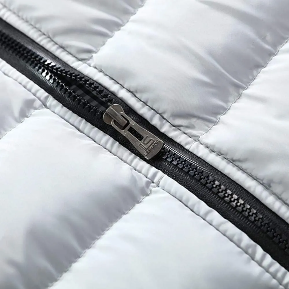 Men Winter Vest Winter Fashion Casual Solid Color Zipper Collar Pocket Hoodless Sleeveless Cotton Padded Puffer