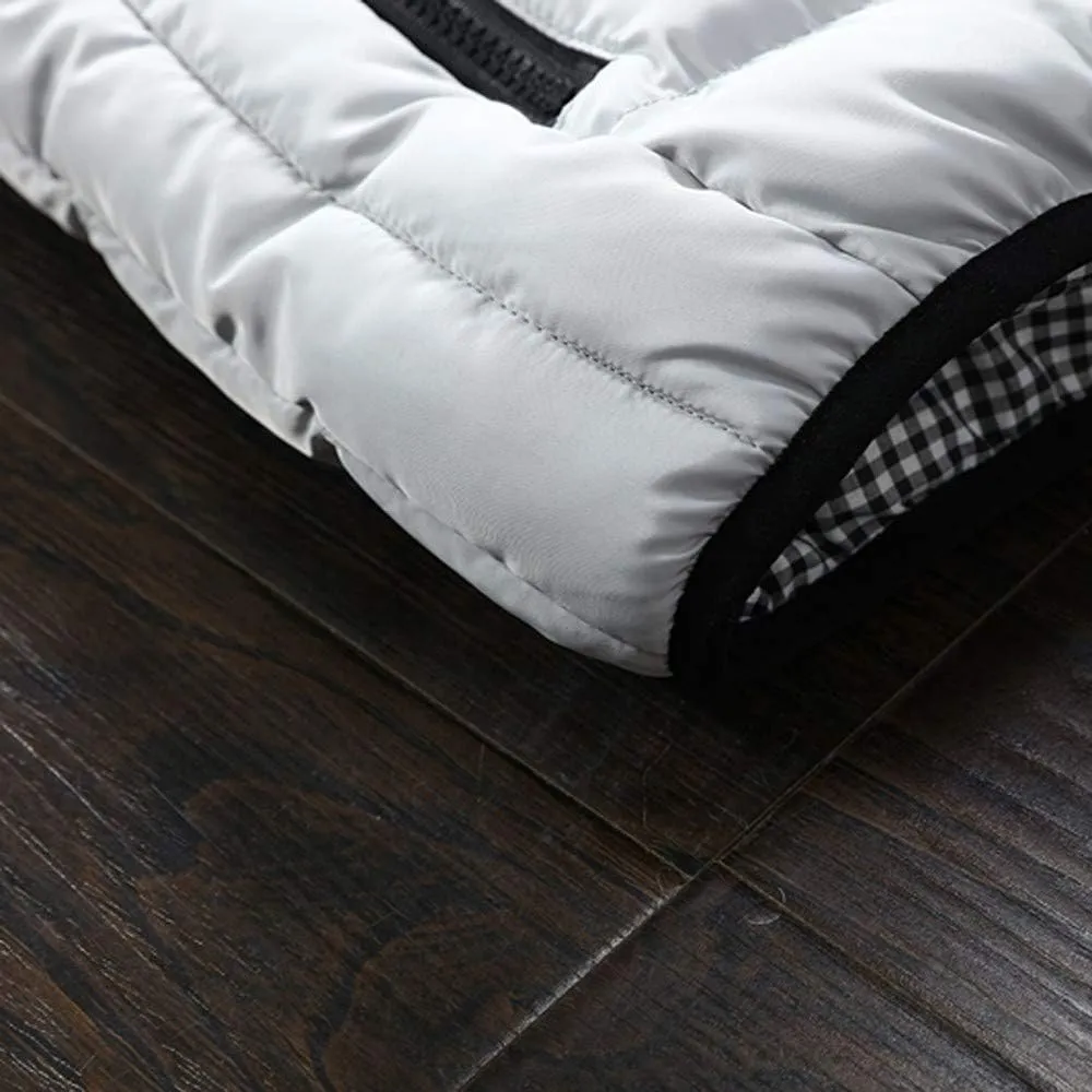 Men Winter Vest Winter Fashion Casual Solid Color Zipper Collar Pocket Hoodless Sleeveless Cotton Padded Puffer