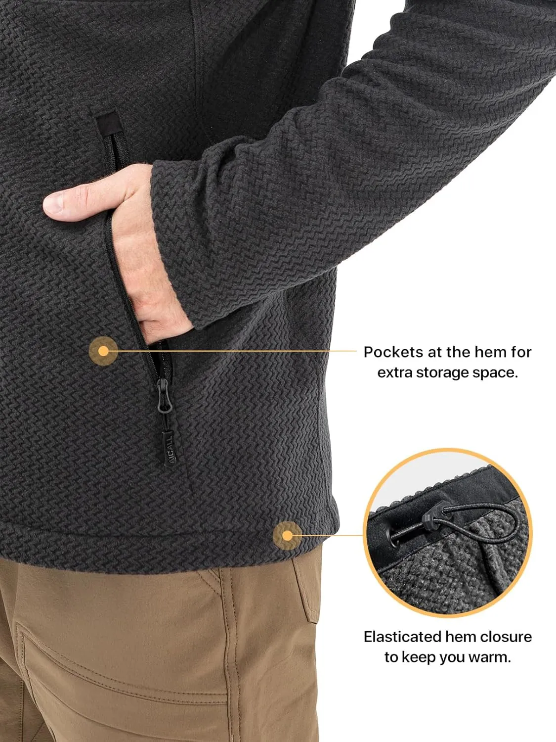 Men's AIR Full Zip Wave-textured Lightweight Fleece Jacket Breathable Spring Jacket for Outdoor Hiking Camping