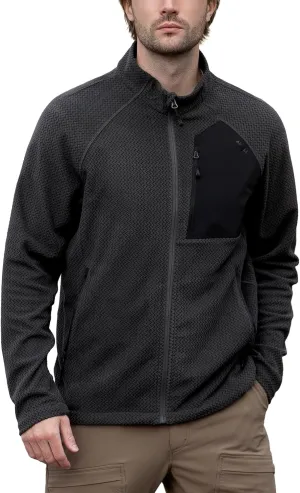 Men's AIR Full Zip Wave-textured Lightweight Fleece Jacket Breathable Spring Jacket for Outdoor Hiking Camping