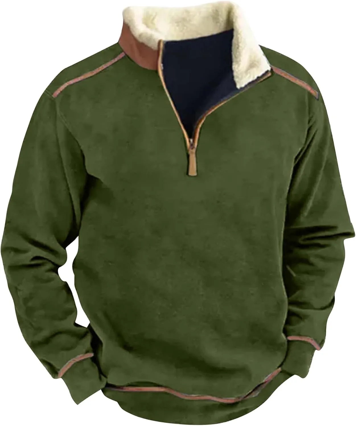 Men's Aztec Western Jacket Cowboy Print Sweatshirt Winter Warm Sweater 1/4 Zip Stand Collar Fit Casual Fall Outwear