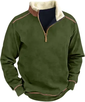 Men's Aztec Western Jacket Cowboy Print Sweatshirt Winter Warm Sweater 1/4 Zip Stand Collar Fit Casual Fall Outwear