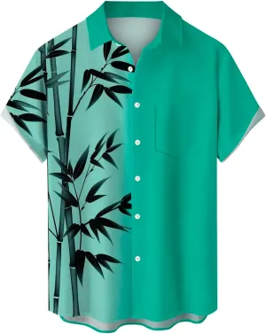 Men's Classic Everyday Soft Beach Flower Shirt and Long Suits Mens Cotton Crew Neck T-Shirt Henley