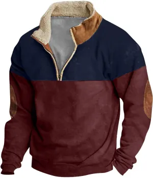 Mens Corduroy Sweatshirt Country Sweatshirts Thermal Warm Sweater Casual Loose Lapel Collar Fit Casual Jacket Coats