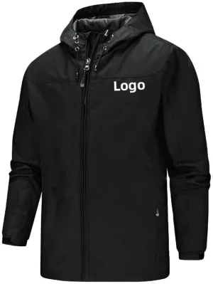 Men's Custom Logo Waterproof Windproof Breathable Personalized Jacket - Grey, M