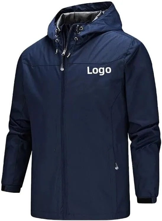 Men's Custom Logo Waterproof Windproof Breathable Personalized Jacket - Grey, M
