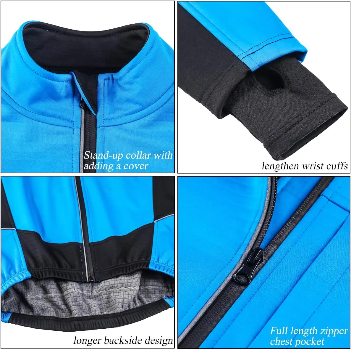 Men's Cycling Jacket Windproof and Water-Resistant Coat Winter Thermal Breathable Bike Windbreaker