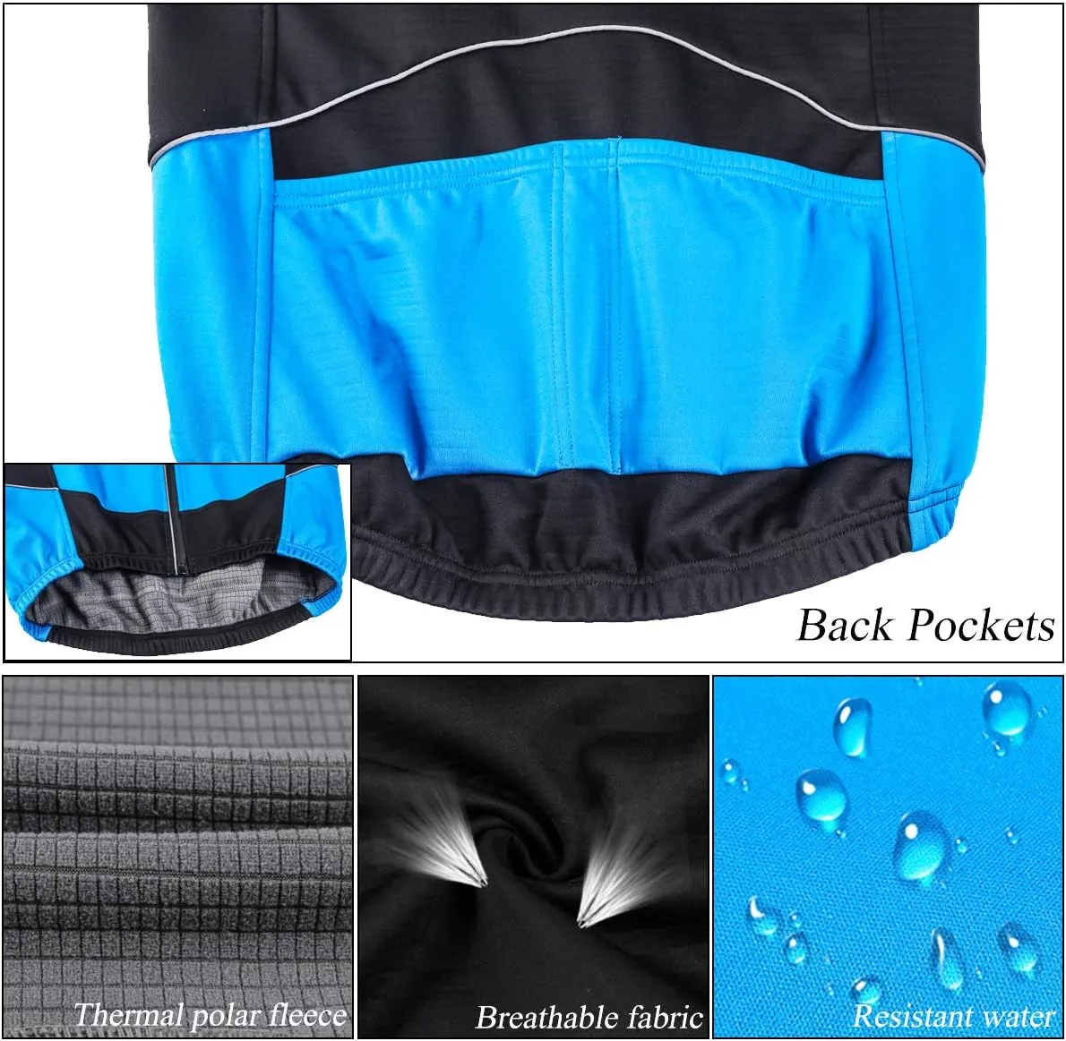 Men's Cycling Jacket Windproof and Water-Resistant Coat Winter Thermal Breathable Bike Windbreaker