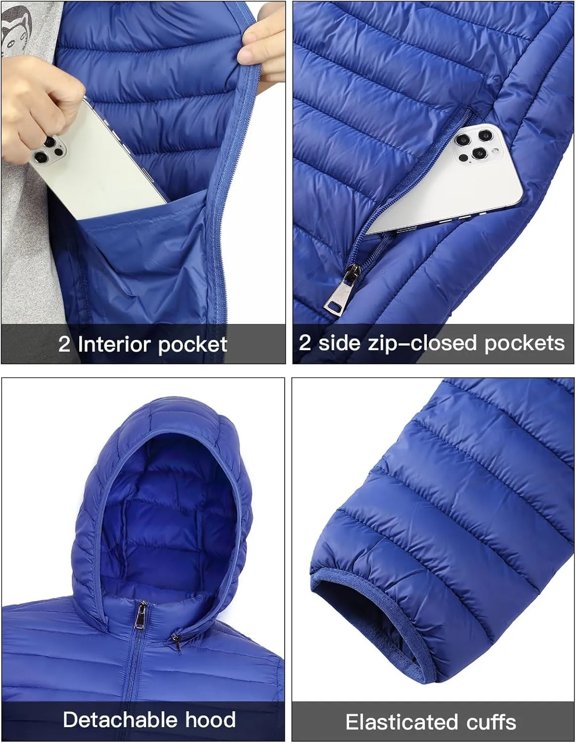 Men's Lightweight Puffer Jacket Down Packable Jacket Winter Coat with Hood