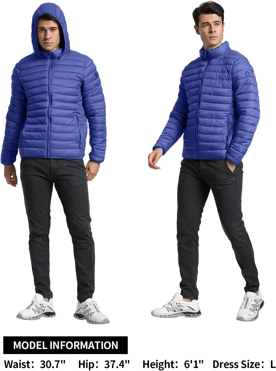 Men's Lightweight Puffer Jacket Down Packable Jacket Winter Coat with Hood
