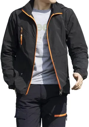 Mens Quick Dry Windbreaker, Breathable Lightweight Hooded Jackets, Sun-proof Windproof Outdoor Overcoat
