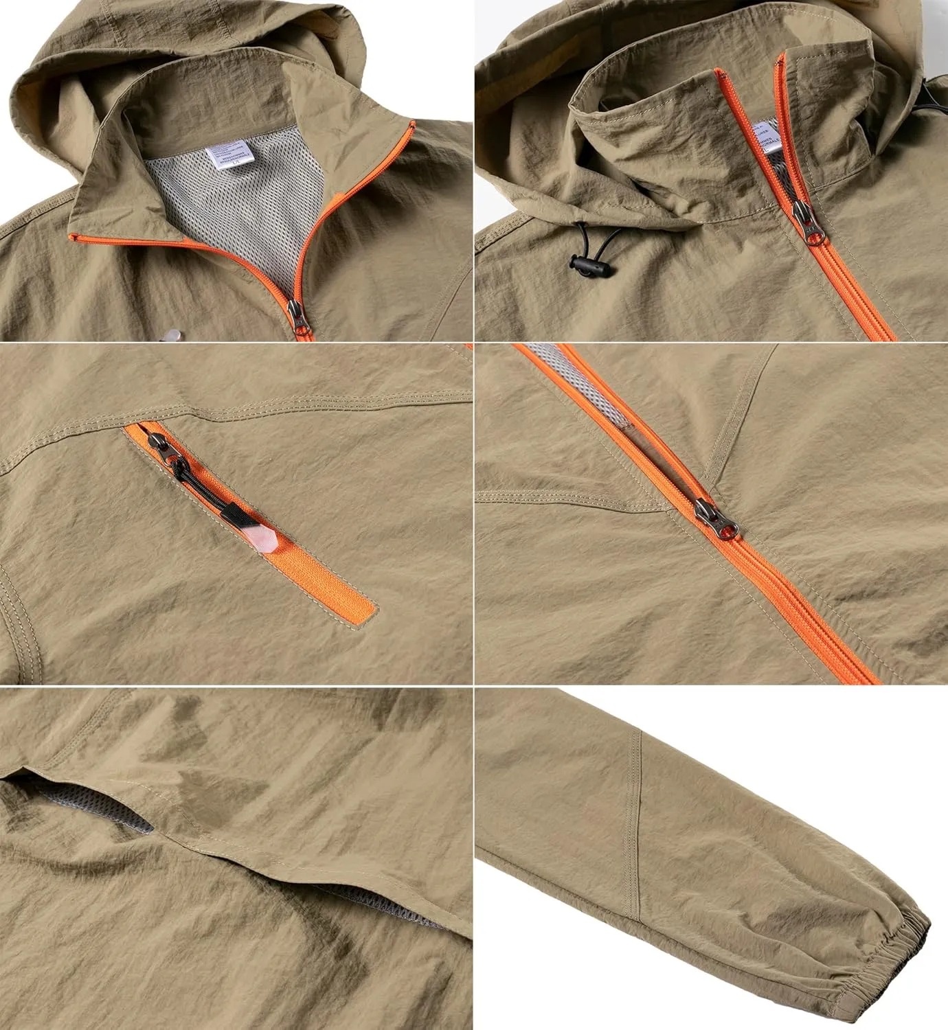 Mens Quick Dry Windbreaker, Breathable Lightweight Hooded Jackets, Sun-proof Windproof Outdoor Overcoat