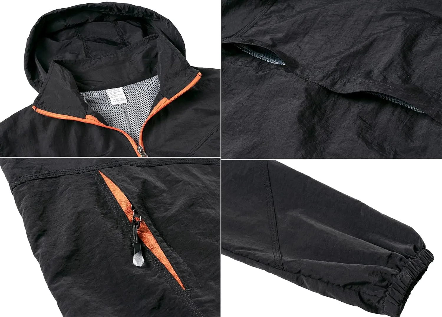 Mens Quick Dry Windbreaker, Breathable Lightweight Hooded Jackets, Sun-proof Windproof Outdoor Overcoat