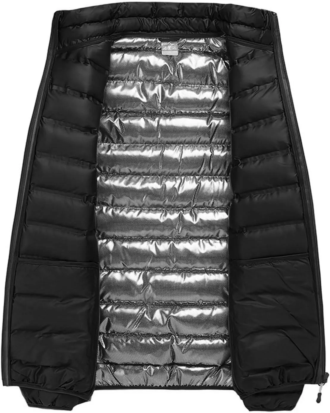 Mens Quilted Jacket Packable Stand Collar Down Jacket Casual Full Zip Warm Winter Coat Waterproof Thermal Warm