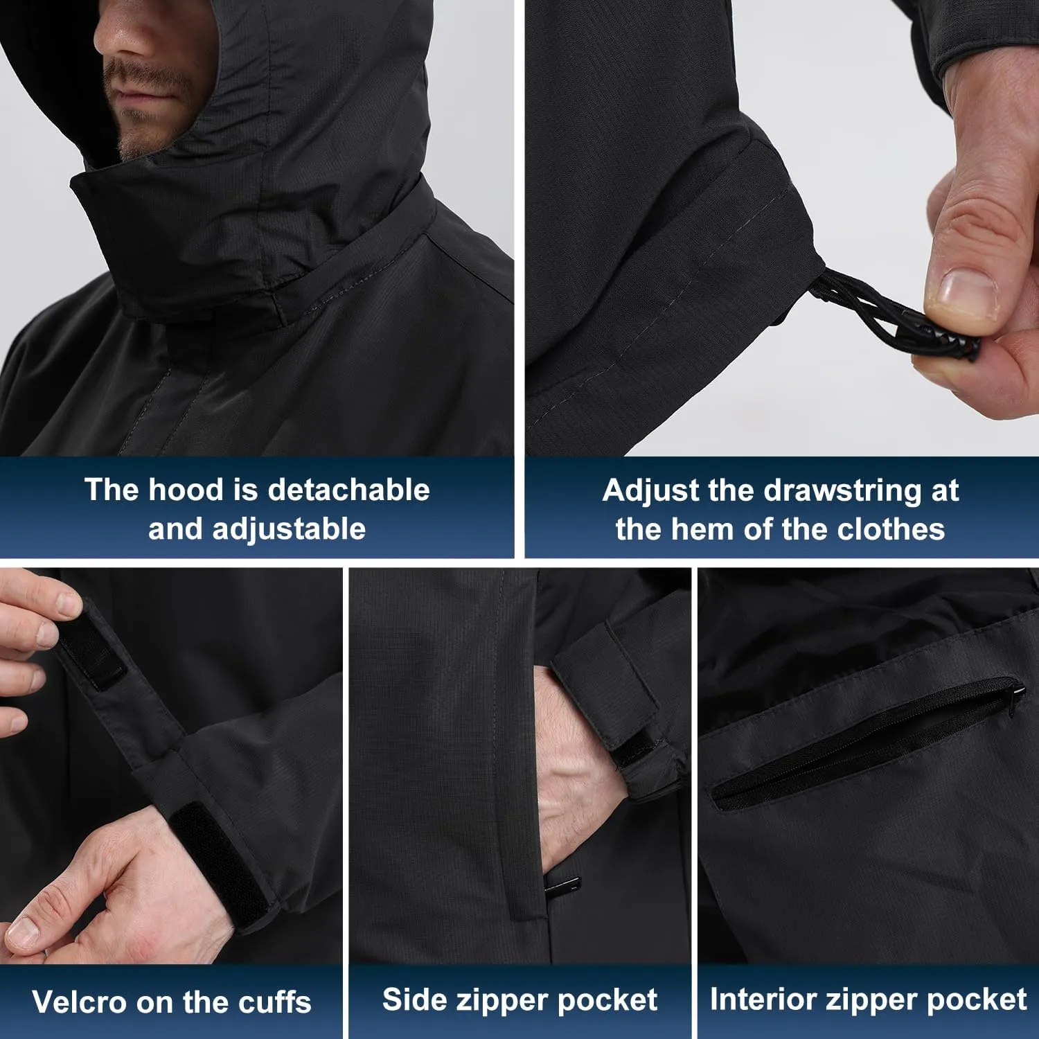 Men's Rain Jacket Waterproof Breathable Outdoor Jacket,Lightweight Leisure raincoat,Windbreaker with Hood raincoat
