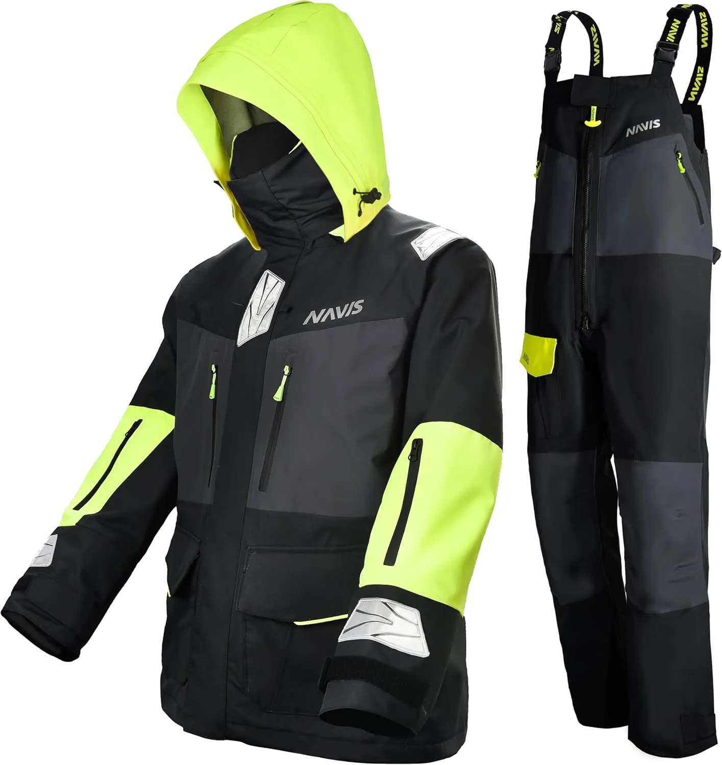 Men's Sailing Jacket & Bib Pants - Ocean PRO 3-Layer Shell, Waterproof, Breathable, Durable Combo Set