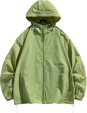 Mens Summer Outdoors Sun Jacket Sport Lightweight Long Sleeve Coat Hooded Casual Breathe Jackets UV Block Hoodie