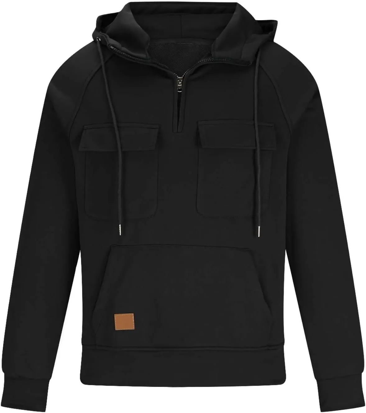 Mens Tactical Hoodies Sweatshirt Quarter Zip Cargo Pullover Hoodies Workout Gym Sports Running Outdoor Winter Jackets