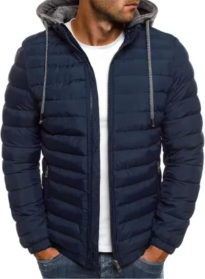 Men's Winter Jackets Light Insulated Puffer Coat Fashion Packable Jacket Solid Casual Full Zipper Coats with Pockets